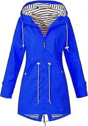 [Generic] Ladies Jackets with Hood Lightweight Outdoor Raincoat Long Hooded Trench Coats Windbreaker
