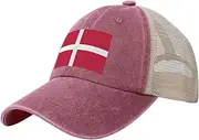 [SDEGTHO] Danish Flag Printing Summer Trucker Hat with Adjustable Snapback and Mesh Back for Women Men Travel Hiking Fishing