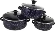 TOPPERFUN 1 Set Enamel Cookware Double Handle Stock Pot with Lid Compact Flat Bottom Cooking Pot for Versatile Kitchen Use Enamelware for and Transport
