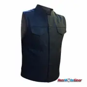 Motorcycle Vest Sons Of Anarchy Style Cowhide Leather Vest jacket Black