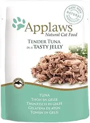 [Applaws] Tuna Natural Wet Cat Food in Jelly - 70 g pouches, complementary food for adult cats, pack of 16