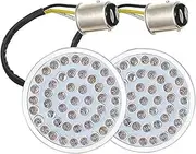 Vuzmode Turn Signal Lights, for Haamp;rley Touring Fatboy 1157 2021 Motorcycle LED Bullet Style Turn Signals Light Inserts Smoke Lens Motorbike Signal Lamp Shell(BLACK 2LED Red)