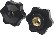 Oneyijun 10 Pcs M8 Head Diameter 32mm Black Plastic Star Shape Head Female Thread Clamping Knob Shape Hand Knobs Nuts Grip Through Hole Nut Handle Machine Tool