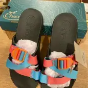 NIB Chaco Chillos Sandals - Black, Pink, and Blue size 8