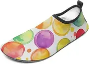 [BTCOWZRV] Water Shoes for Women Men Watercolor Rainbow Circle Water Sports Shoes Slip-on Breathable Lightweight Athletic Aqua Sock