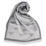 在飛比找遠傳friDay購物優惠-EMPORIO ARMANI 滿版logo雙面羊毛圍巾-淺灰