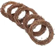 Tofficu 5pcs Christmas Grapevine Wreath Ring, 12cm Creative Christmas Woven Door Wreaths, Unique Garland DIY Xmas Ring Twig Wreath Base Props Wreath Frame for Front Door Cabinets Windows