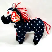 Ty Beanie Plush LEFTY Donkey Patriotic Stuffed USA 2000 Flag NEW