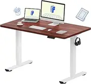 FLEXISPOT EC1 Electric Standing Desk Whole Piece 120×60 CM Desktop Adjustable Height Desk Home Office Computer Workstation Sit Stand up Desk (White Frame + 120 CM Mahogany Top)
