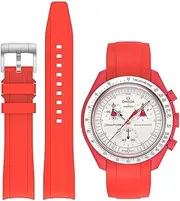 [Yhmoo] WatchBands 20mm for Moonswatch Watch,Curved No Gap Silicone Strap,Compatible with Omega X Swatch Moonswatch Speedmaster Watch,Swatch Omega Moonswatch Speedmaster Watch Replacement Strap for Women Men