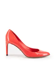 Coral Patent Leather Point Toe Pumps