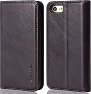 VISOUL iPhone SE 2022/2020 Case, iPhone 8/7 Mobile Phone Case, Shockproof Protective Case [Premium Cowhide Leather] [Card Slot] Leather Case Compatible with iPhone 7/8/SE2/SE3 (4.7) A02 Coffee