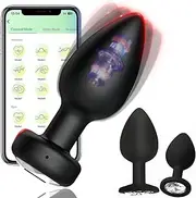 LONZYON Anal Plug Vibrator with 3Pcs Butt Plug,Prostate Massager Anal Plug Vibrator,Wireless Remote Control 10 Frequency Vibration Mode, Adult Sex Toys & Games, Suitable for Men and Women and Couples Fun (APP Black)