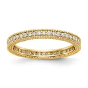 14k Yellow Gold Polished 1/3CT Milgrain Edge Diamond Eternity Band
