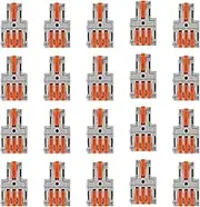QCCAN 20pcs Lever Wire Connectors, 1 in 3 Out Quick Wire Connectors, Electrical Lever Nuts Wire Connectors Push-in Conductor Terminal Block AWG 28-12