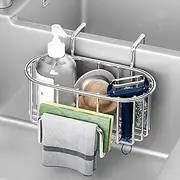Sink Sponge Holder Kitchen Sink Caddy Organiser Hanging Sponges Rag Scrub Holders Movable Stainless Steel Small In Sink Rack Basket for Kitchen Gadgets(Style A)