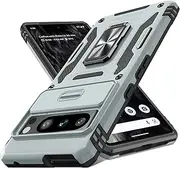 [ELEPIK] Google Pixel 9 Pro XL Case with Camera Cover, Ring Kickstand [2 Stand Way, Horizontal or Vertical], [Military Grade Heavy Duty Protective] Phone Case for Google Pixel 9 Pro XL (Grey)