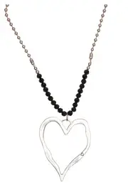 Large Heart W Crystal And Chain Necklace--ADO-ANC-5738