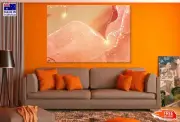 Peach Pink & Gold Marble Abstract Wall Canvas Home Decor Australian Made Quality