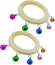 BAZEITFLOW 2pcs Wooden Circle Tambourine Early Education Toys for Toddlers Handheld Party Accessory Portable Percussion Instrument for Baby Random