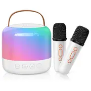Portable Bluetooth Speaker with 2 Wireless Microphones Christmas Birthday Holiday Toy Gifts Mini Karaoke Machine for Kids Adults