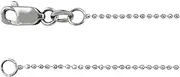 [JewelryWeb] 14k White Gold Polished 1mm Sparkle Cut Bead Chain With Lobster Clasp Chain Necklace for Women and Men