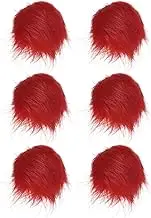uxcell 6-Pack Faux Fur Pom Poms, 1.2 Inch/ 3.1 cm Soft Fluffy Pompoms Balls with Elastic Loop for Hats/Bags/Keychains/Knitting Accessories/DIY Crafts [Red]
