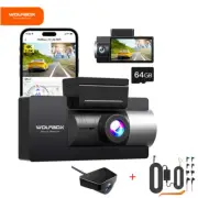 WOLFBOX 3 Channels Dash Cam Front Inside Rear Camera 4K+1080P+1080P WiFi Monitor