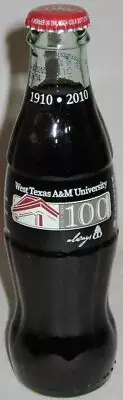Coca-Cola West Texas A & M University 100th Anniversary Coke Bottle