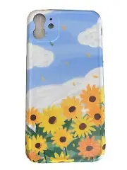 NEW iphone 11 case, Soft Case, Sunflower, Blue Sky, Hello And Blue