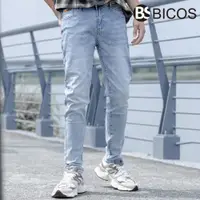 在飛比找蝦皮購物優惠-【BICOS】牛仔褲 韓國 彈性 淺洗色 破壞 刷色 單寧 