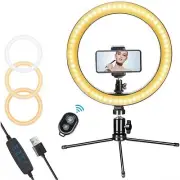 LED Ring Light 10" with Tripod Stand & Phone Holder for Live Stream/Makeup/YouTu