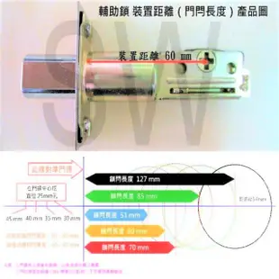 加安 輔助鎖 60mm 卡巴鑰匙 銀色 補助房門鎖 硫化銅門(木門 防盜紗門 大門 一般房門均適用)