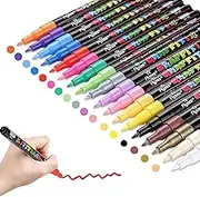 AivaToba Acrylic Paint Pens for Rock Painting Kit, 18 Colors Paint Markers Kit for Glass Stone Ceramic Fabric Wood Arts and Craft Supplies for Adults, Permanent Marker Pen, Craft Supplies Card Making