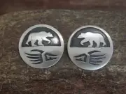 Native American Sterling Silver Bear Post Earrings by Lester Gene