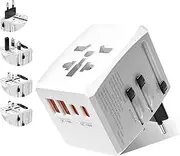 Travel Adapters, Universal Travel Adapter Worldwide with 2 USB, 2 Type-C and 1AC Socket, International Socket Adapter for Germany, USA, England, Thailand Adapter, for AC 100-240 V