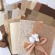 30 Sheets A5 Large Textured Scrapbook Paper&Mesh Fabric Set - Handmade Craft Mul