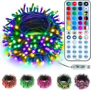 Color Changing RGB String Lights, 33Ft 100 LED Mardi Gras Lights, USB Christmas