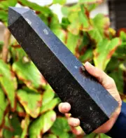 250MM Black Coppernite Crystal Healing Tower Chakra Gemstone 4 Faceted Obelisk