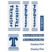 Thruster - Vanishing point BLUE T on CLEAR decal set - old school bmx