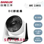 SANLUX三洋 8吋 靜音節能 DC智慧循環扇 3D自動擺頭 電風扇 SEF-GA08 智盛翔冷氣家電