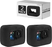 Geekria for Creators Windslayer Cover Wind Muff Compatible with GoPro Hero 13, 12, 11, 10, 9 Action Camera, Housing Frame Case, Video Noise Reduction Sponge Accessories (Black / 2 Pack)