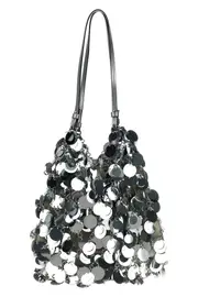 RABANNE 'Silver Sparkle Discs Large' Shoulder Bag