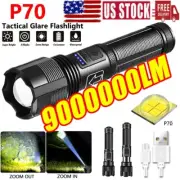 9000000LM LED Flashlight Super Bright Tactical Torch Lamp USB Rechargeable Light