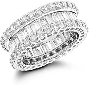 [HEARTS AND YOU] 5ct Emerald Round Cut Moissanite Eternity Wedding Band White Gold Plated Stylish
