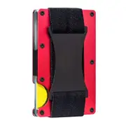 Nevenka Slim Wallet for Men Aluminum RFID Blocking Front Pocket with Money Belt-Red