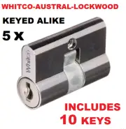 5 x Screen door security door lock key cylinder Barrel Whitco Lockwood Austral