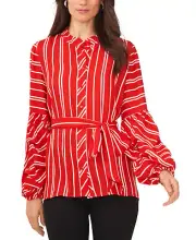 Vince Camuto Striped Tiered-Sleeve Tie-Front Blouse $89 Size 8 # 4D 1064 Blm