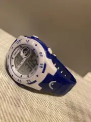 HEAD Tokyo 38MM Dual Time Digital Alarm Chrono Watch H140300 Blue & White NEW
