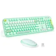 Wireless Keyboard and Mouse Combo - Full Sized Plug and Play Pale Green